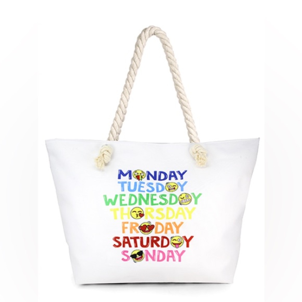 1043-Large Weekdays Emoji Beach Bag